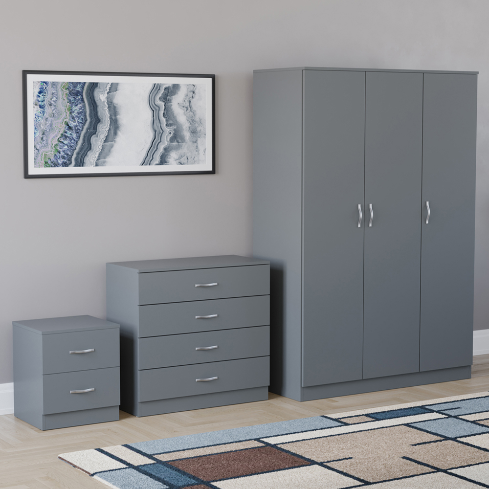 VIDA DESIGNS Riano Grey 3 Piece Bedroom Furniture Set Image 1