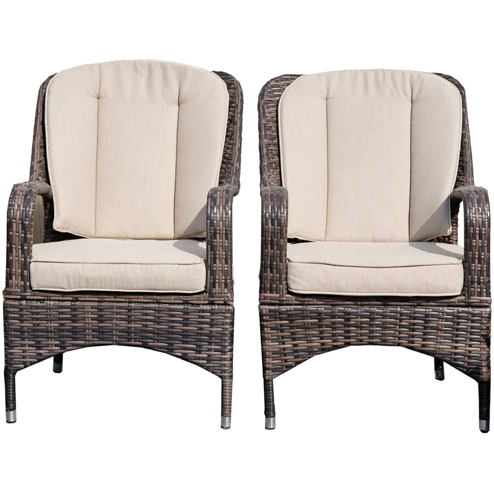 Direct Wicker Set of 2 Brown PE Rattan Outdoor Dining Chairs Image 2