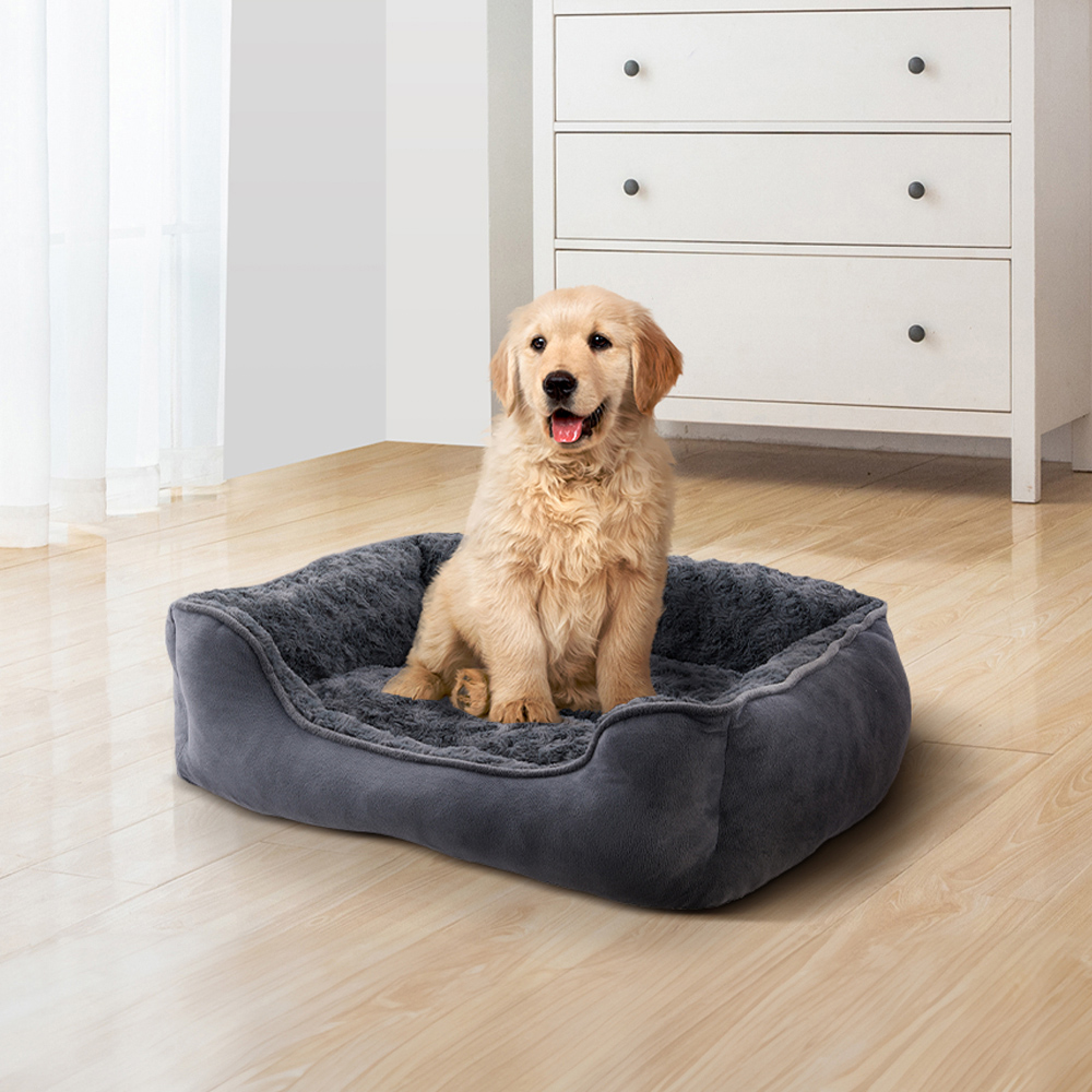 H&O Direct Medium Dark Grey Plush Indoor Pet Bed Image 2
