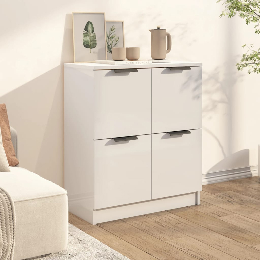 vidaXL 2 Door White Sideboard Image 3