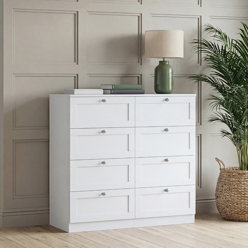 VIDA DESIGNS Altino 8 Drawer White Shaker-Style Chest of Drawers Image 3