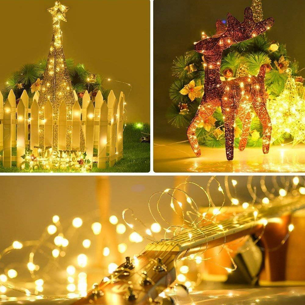 Shatchi 20 Warm White LED Silver Copper Wire Christmas String Light 2m 2 Pack Image 2