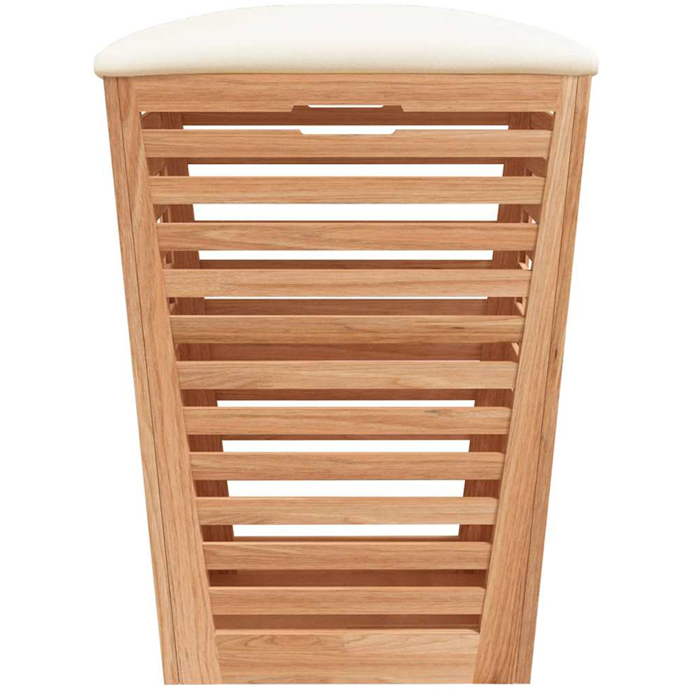 vidaXL Brown Walnut Wood Slatted Tall Laundry Storage Bathroom Stool with Cushion Image 4