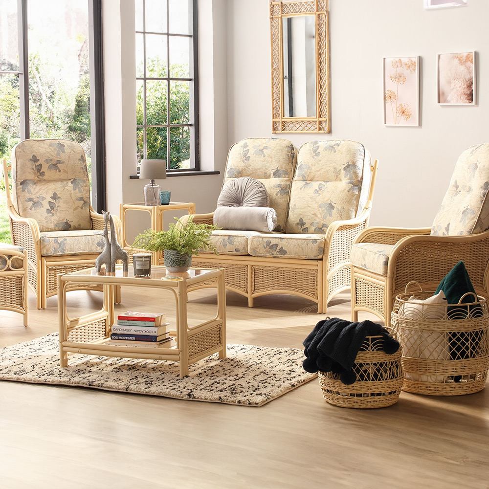 Desser Chelsea 4 Seater Natural Rattan High Back Conservatory Sofa Set Wilko