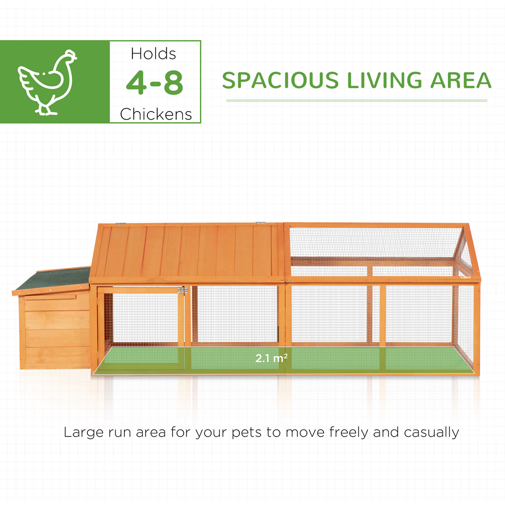 PawHut Wooden Chicken Run with Openable Roof Image 8