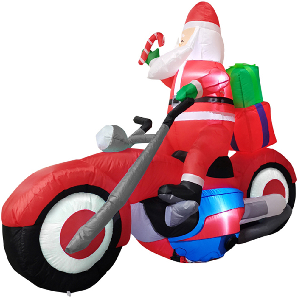 Living and Home Inflatable Santa Claus On Motorbike LED Christmas Decoration 5.9ft Image 2