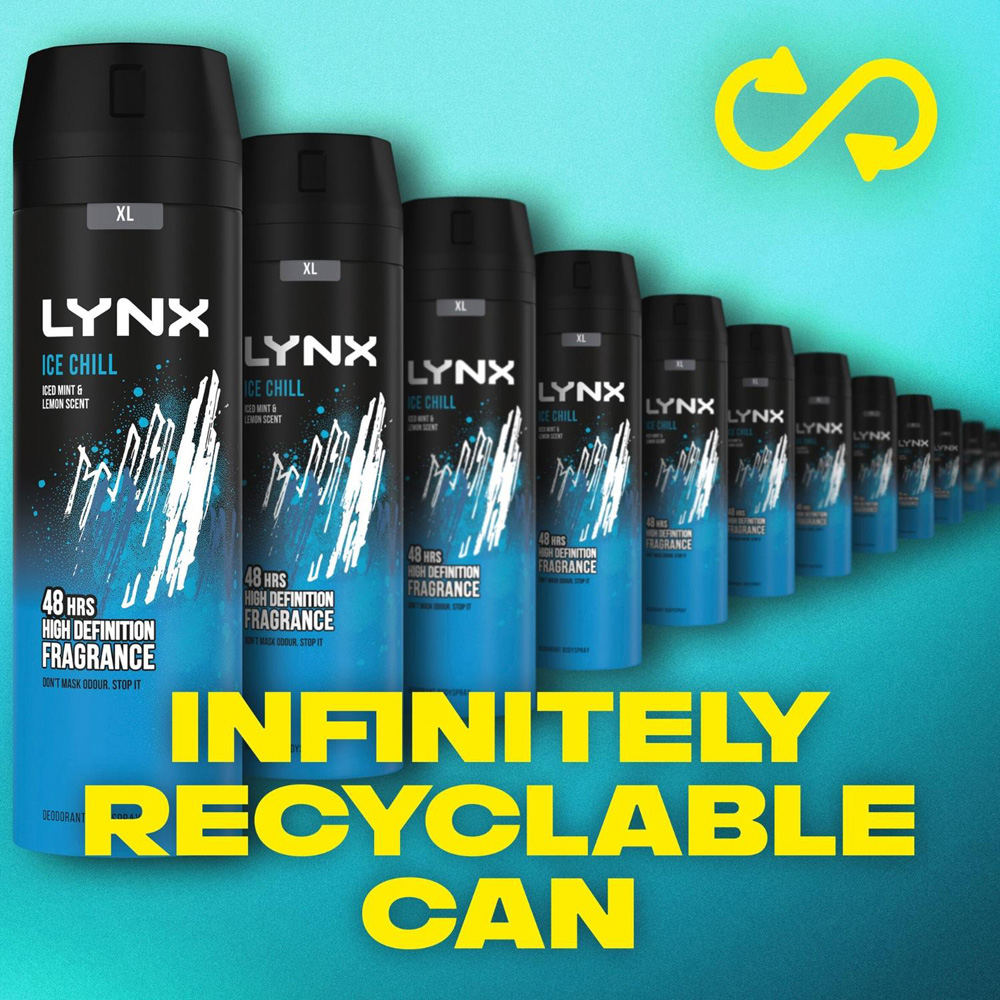 Lynx XL Ice Chill Iced Mint and Lemon 48H Sweat Protection Deodorant Body Spray 200ml 3 Pack Image 3