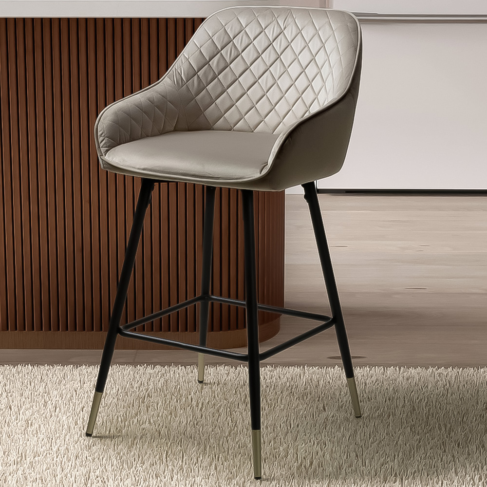 Savanna Mink Brushed Velvet Bar Stool Set of 2 Image 1