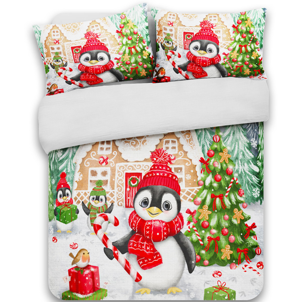 Velosso Single Multicolour Penguin Candy Panel Duvet Set Image 2