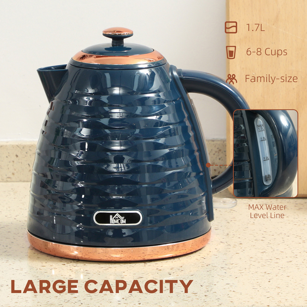 HOMCOM Dark Blue Ripple 1.7L Fast Boil Electric Kettle 3000W Image 5
