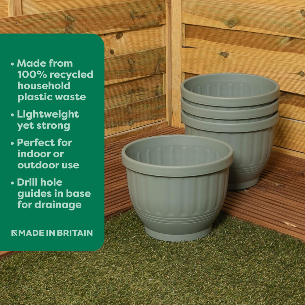 Wham Etruscan Milieu Green Round Planter H179 25cm 6 Pack Image 4