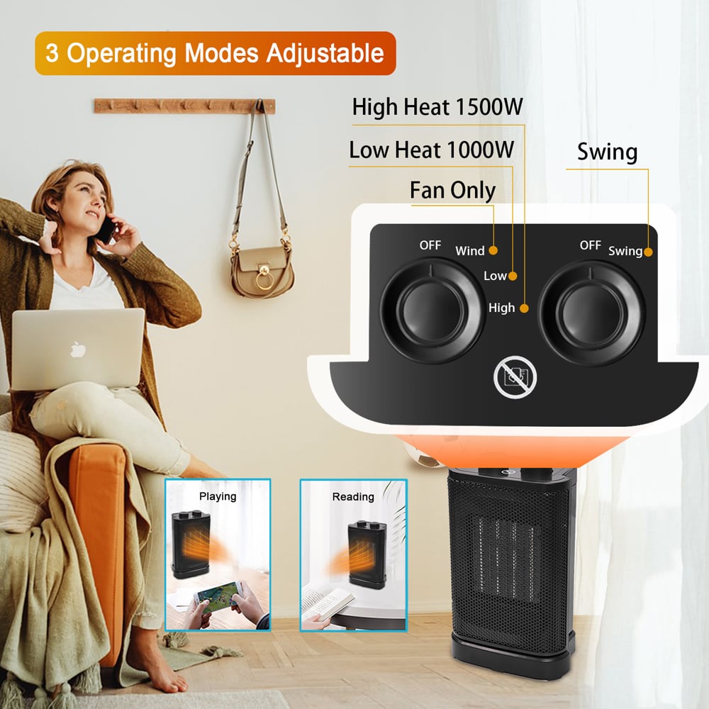ExtraStar PTC Portable Ceramic Fan Heater 1500W Image 3