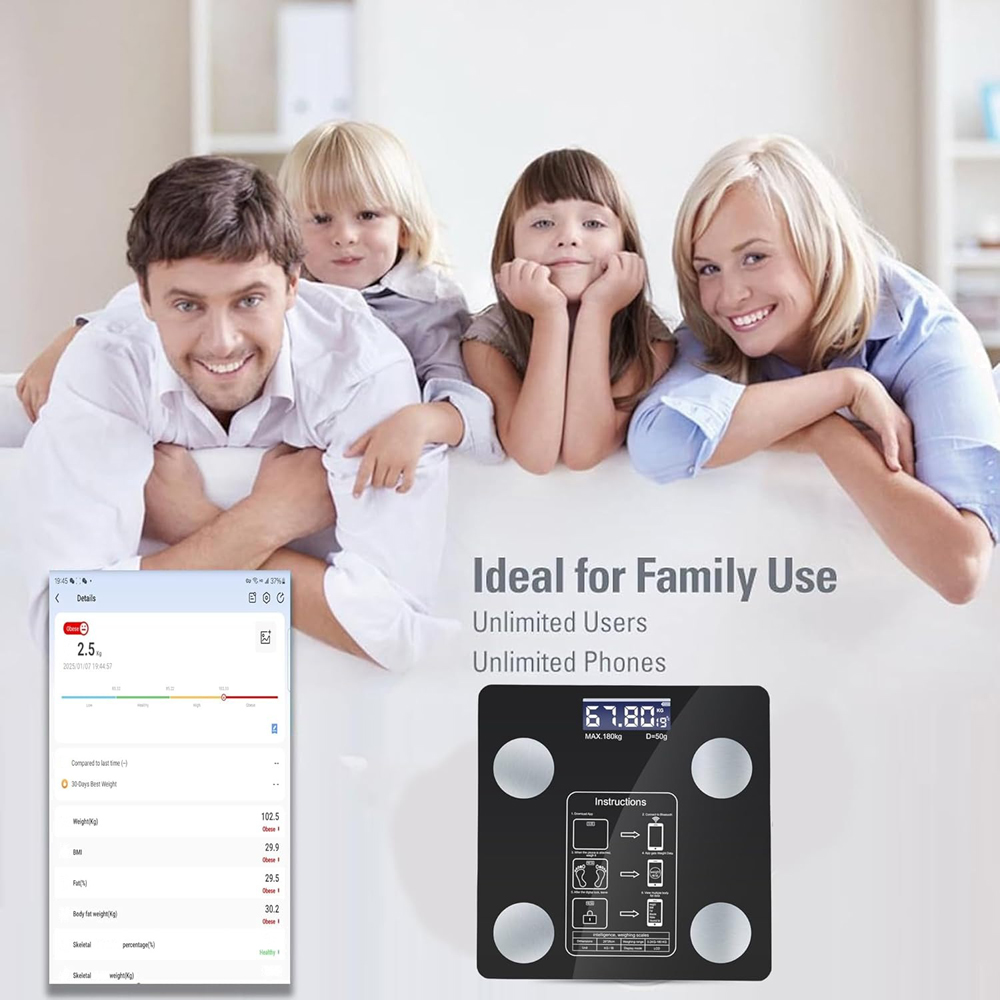 ATEK Bluetooth Smart Digital Blue Body Fat Scale 180kg Image 8
