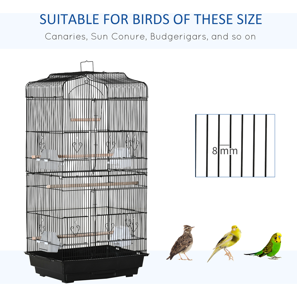 PawHut Black Large Bird Cage with Stand 92 x 47 x 36cm Image 8