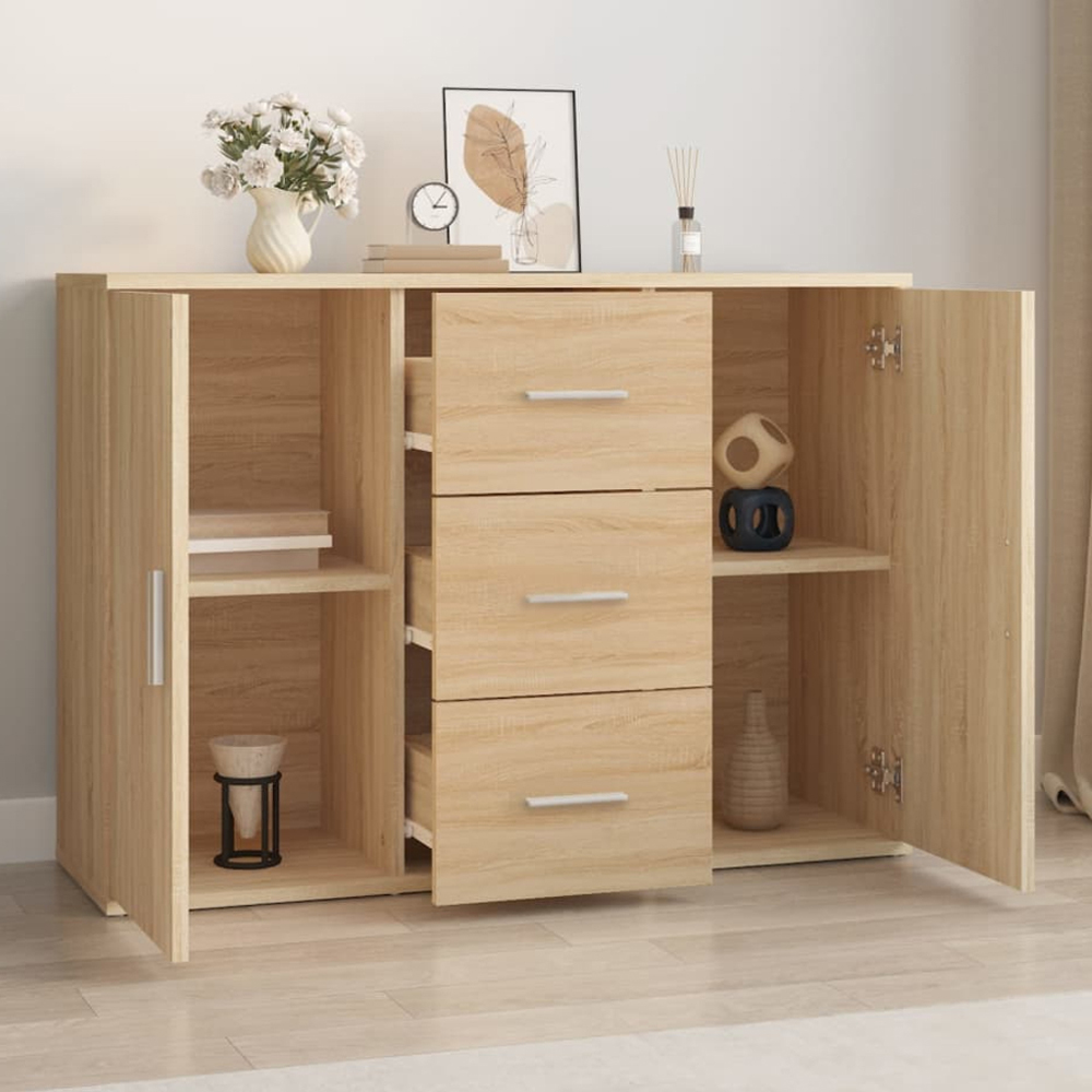 vidaXL 2 Door 3 Drawer Sonoma Oak Sideboard Image 1