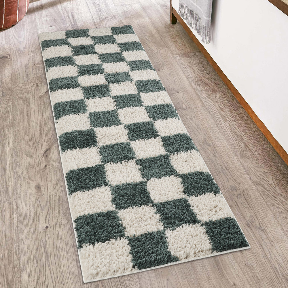 Desire Rugs Chester Jade Green Shaggy Checkered Rug 200 x 290cm Image 6