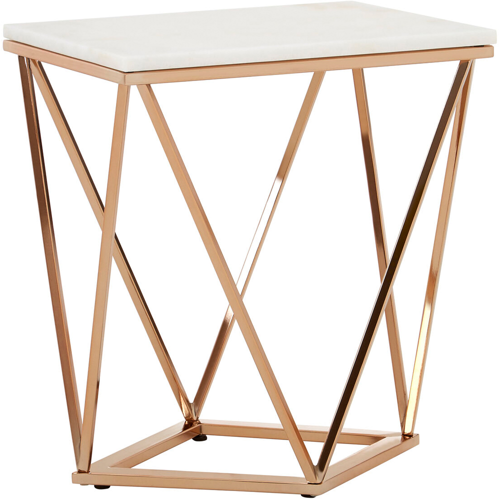 Premier Housewares Allure Champagne Geometric Rectangular End Table with Marble Top Image 2