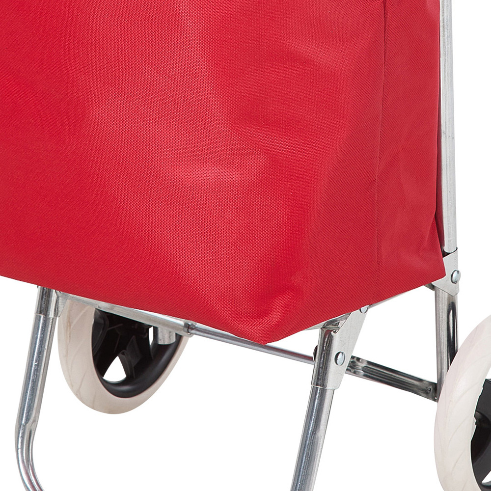 Living and Home Red Foldable Shopping Cart with 2 Wheels Image 2