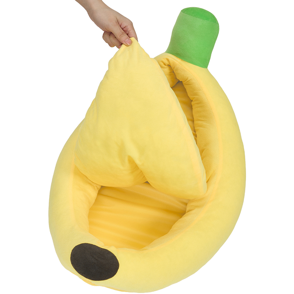 H&O Direct 70 x 45cm Yellow Medium Banana Shape Pet Bed Image 3