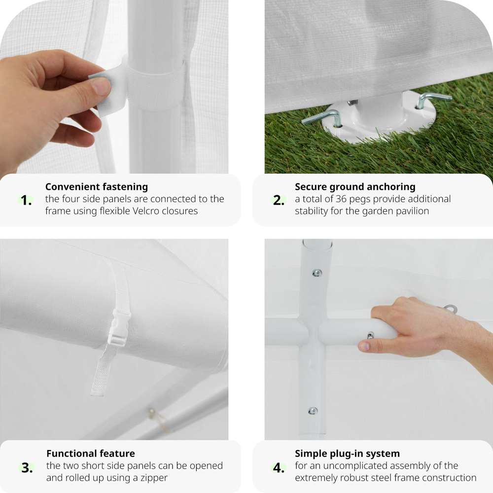 tectake Jasko 6 x 4m White Side Panel Plug In Gazebo Image 5
