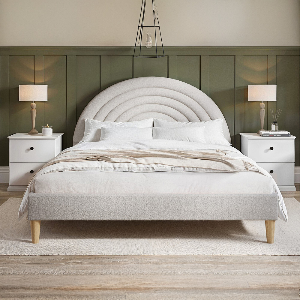 Flair Ava Double Grey Boucle Fabric Bed Image 3