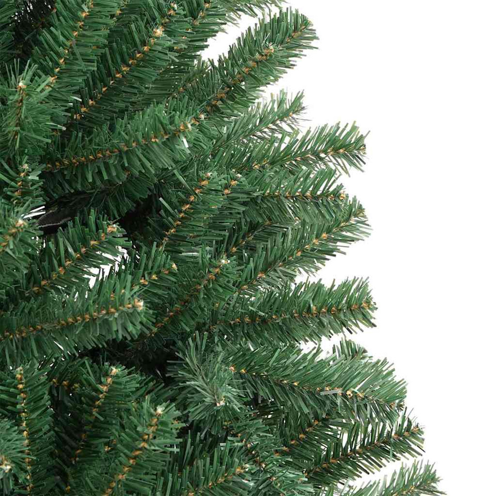 vidaXL Pre-Lit White Baubles Green Artificial Hinged Christmas Tree 5ft Image 7