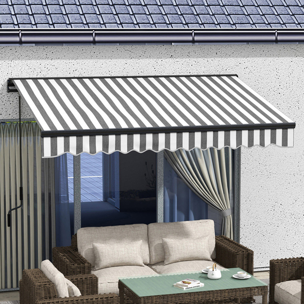 Outsunny Grey and White Electric Retractable Awning with Remote 3 x 2m Image 1