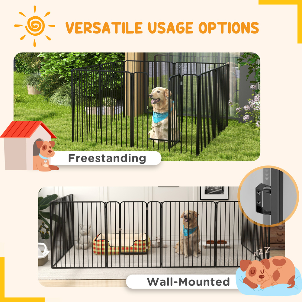 PawHut Black 8 Panel Metal Pet Playpen Gate Image 6