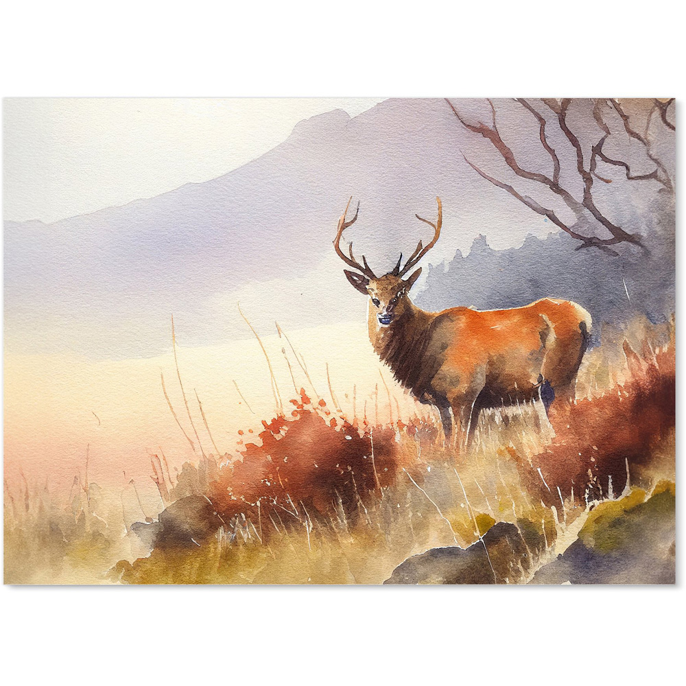 Warren Reed Designer Stag Deer Watercolour Glass Kitchen Splashback 65 x 90cm Image 2