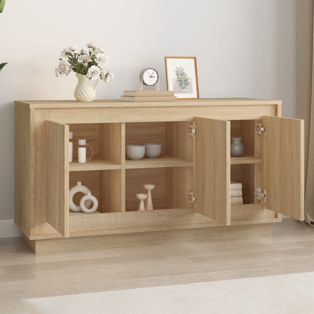 vidaXL 3 Door Sonoma Oak Sideboard Image 1