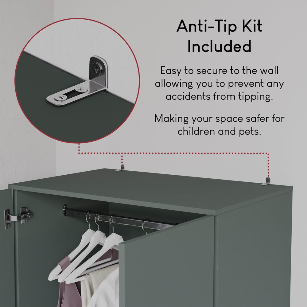 Vida Designs Riano 2 Door 2 Drawer Green Wardrobe Image 6