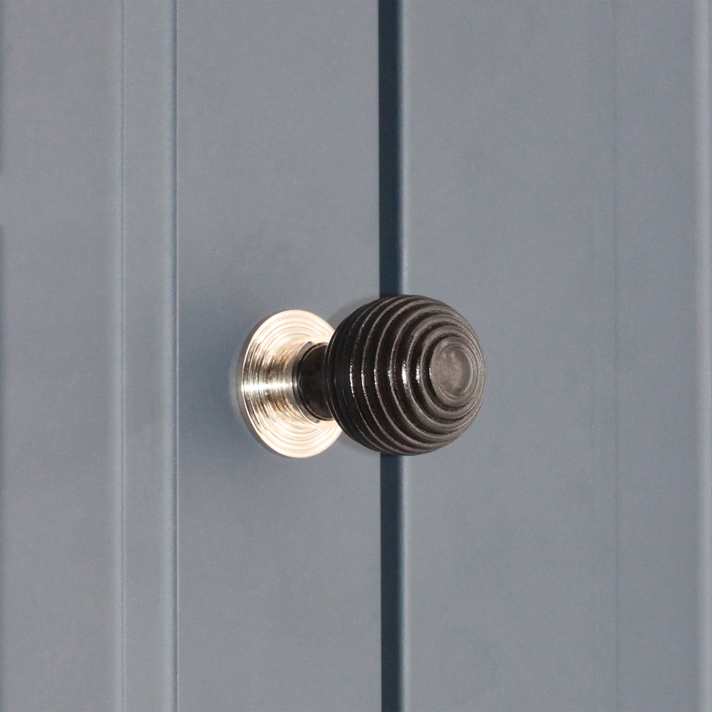 Spira Brass Ebonised Preston Polished Nickel Cupboard Knob 38mm Image 2