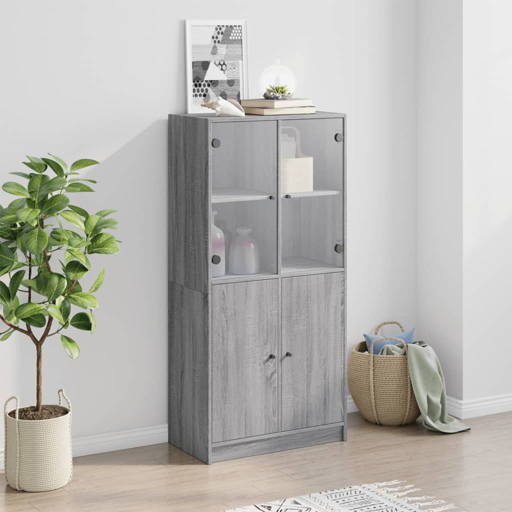 vidaXL 4 Door Grey Sonoma Highboard Image 3
