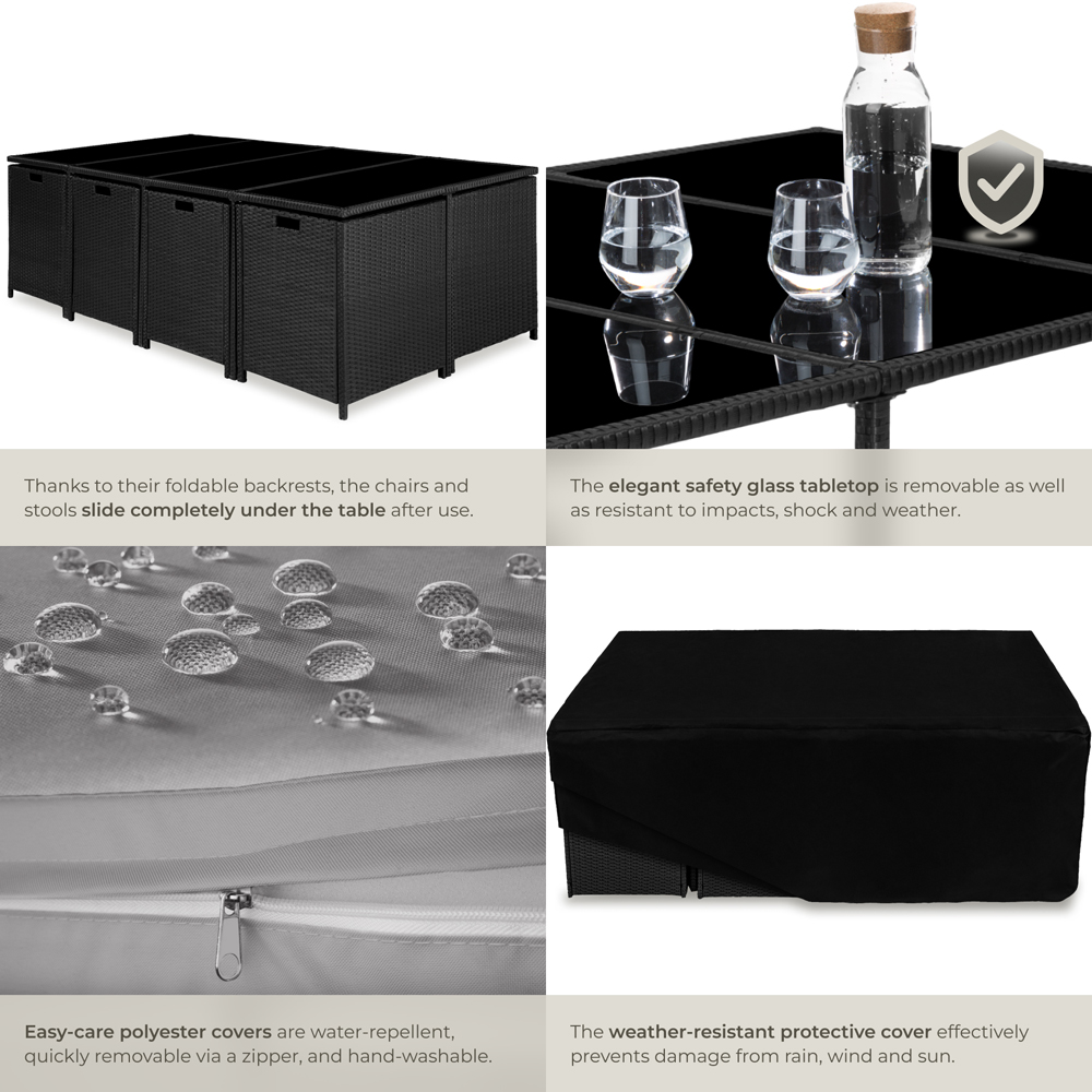 tectake Palma 12 Seater Rattan Garden Dining Set Grey and Black Image 5