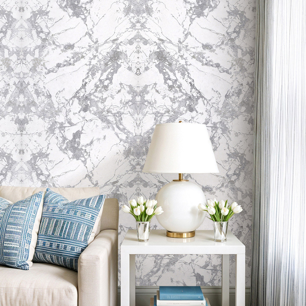 Living and Home Stone-Inspired Rectangle 3D Embossed Grey Non-Pasted Wallpaper Image 7