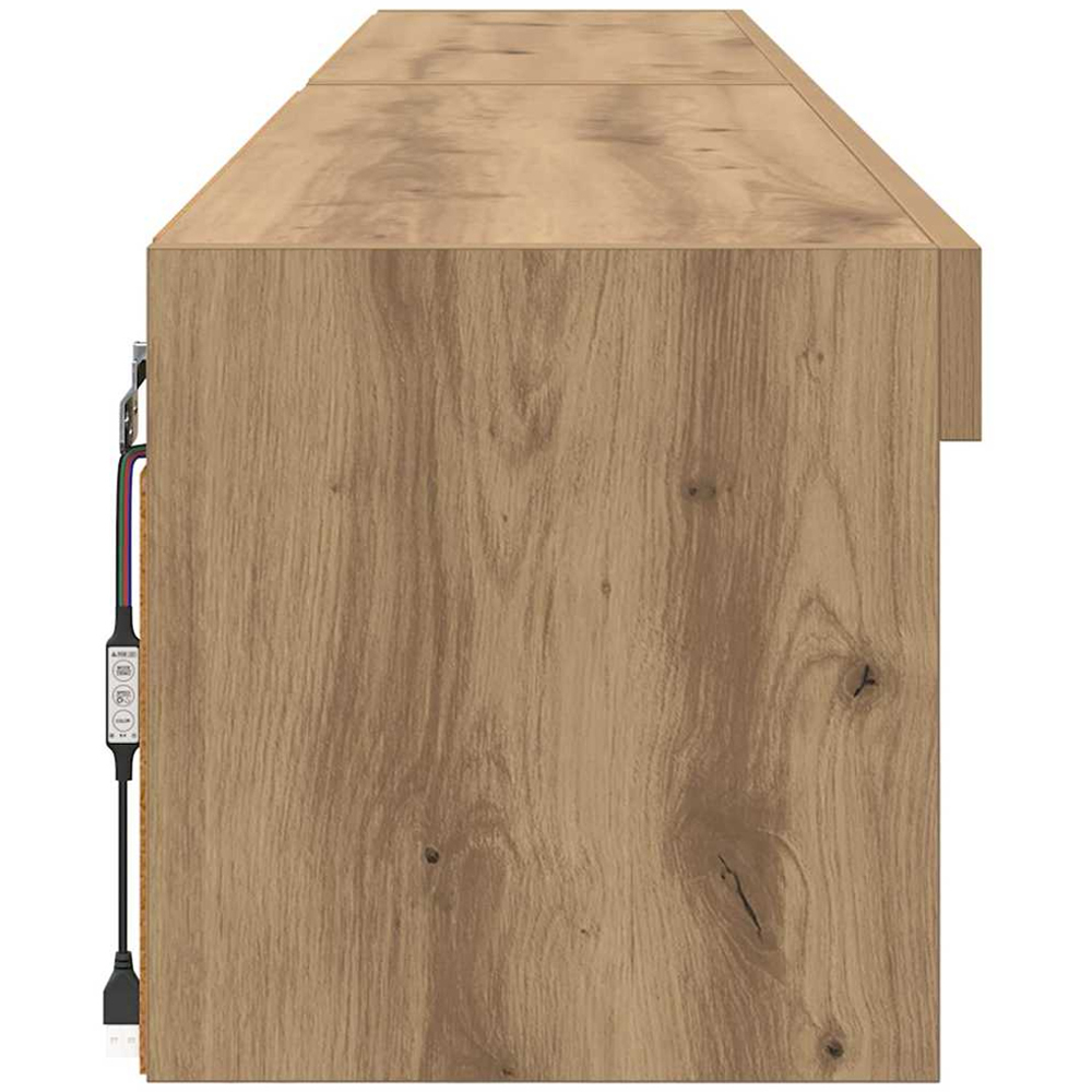 vidaXL 2 Shelf Artisan Oak Wall Mounted Wide TV Cabinet with LED Light 2 Pack Image 8