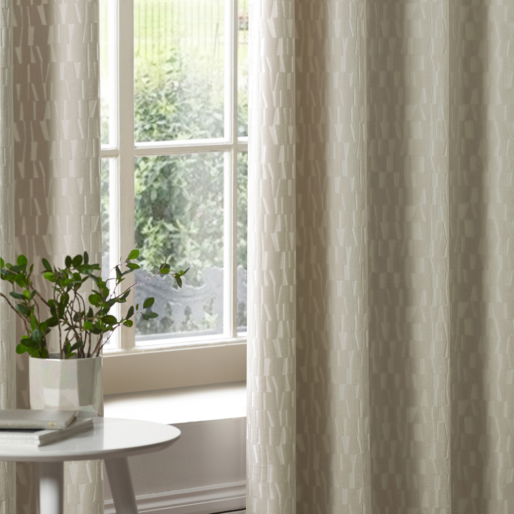 Paoletti Manhattan Ivory Fully Lined Velvet Eyelet Curtains 168 x 137cm Image 4