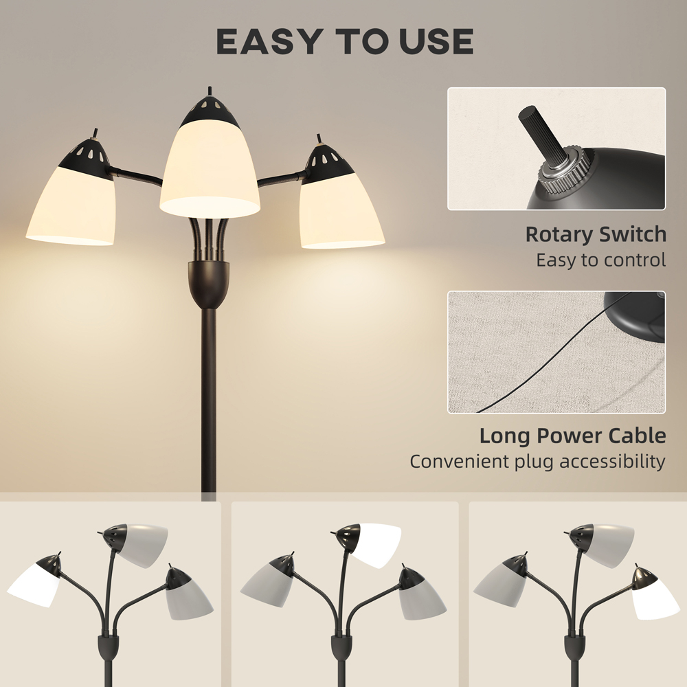 HOMCOM 3 Way Black Arc Tree Floor Lamp with 3 Colour Temperatures Image 7