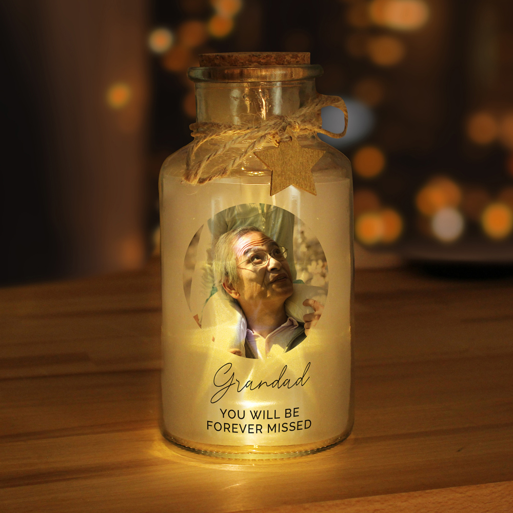 Personalised Memento Personalised Photo Upload LED Glass Jar Image 2