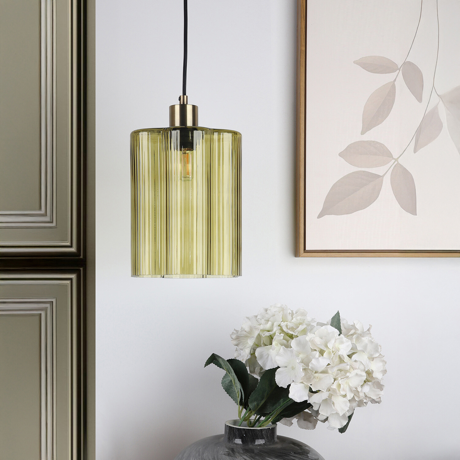 Eylin Glass Pendant Olive Image 2
