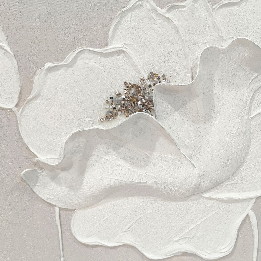 Neutral 3D Embellished Flower Canvas Image 5