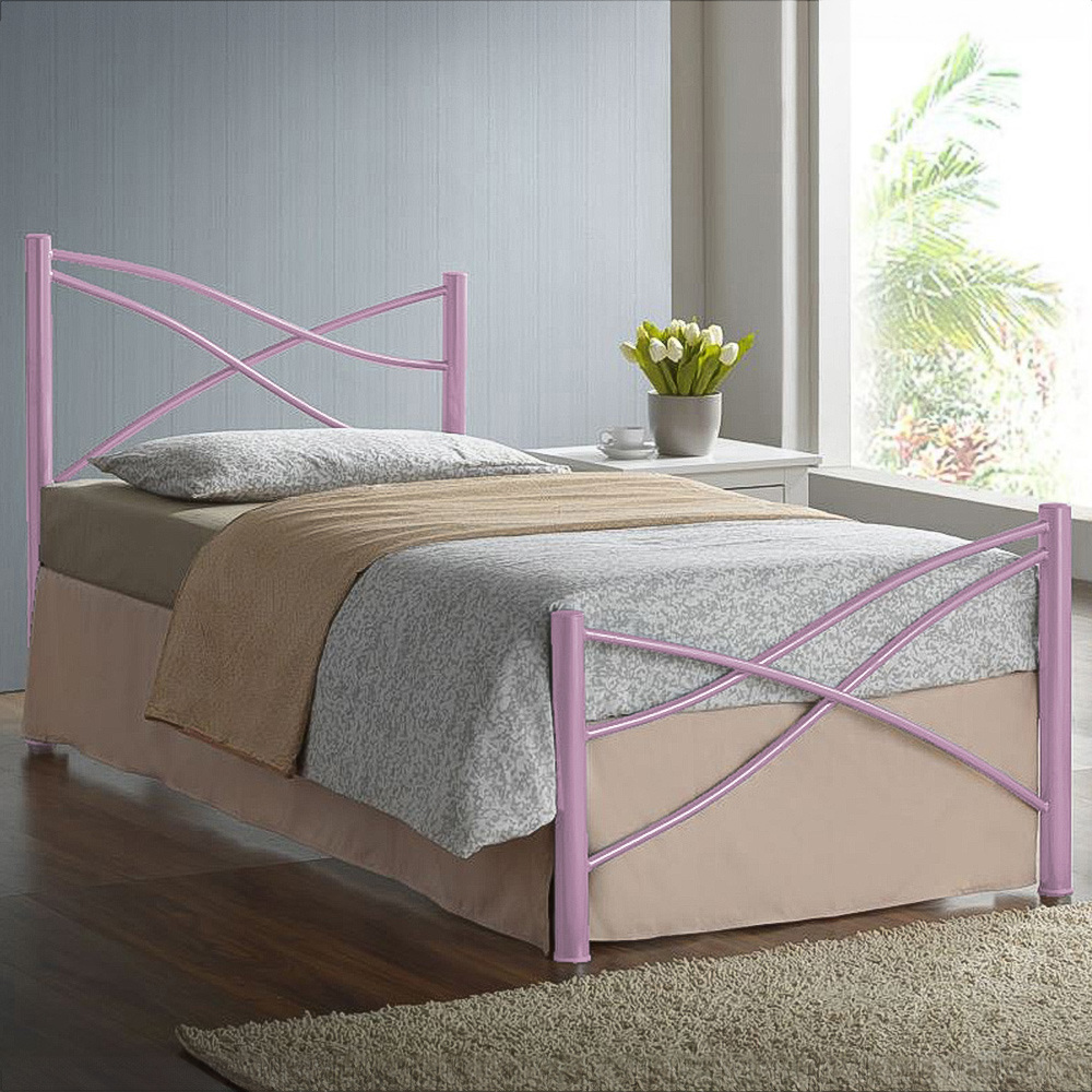 Brooklyn Single Pink Metal Bed Frame Image 1