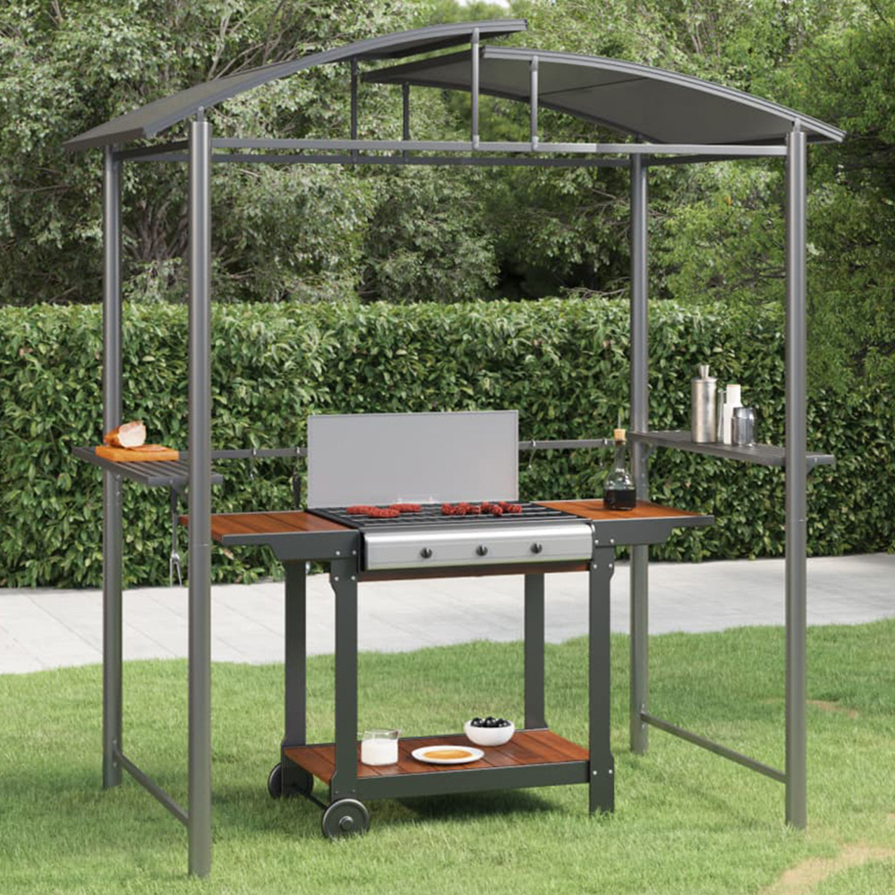 vidaXL 2.1 x 1.1m Anthracite BBQ Gazebo with Side Shelves Image 1