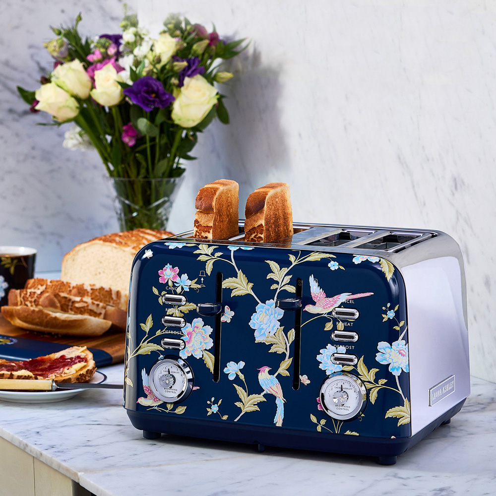 VQ Laura Ashley Blue Elveden Print 4 Slice Toaster and Kettle Bundle 4 Image 6