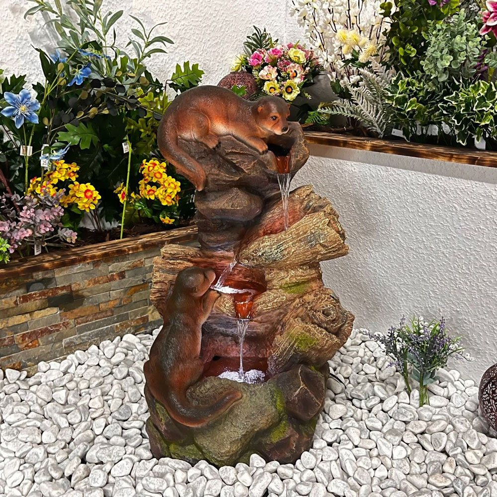 Tranquillity Curious Otters Mains Powered LED Water Feature Image 2