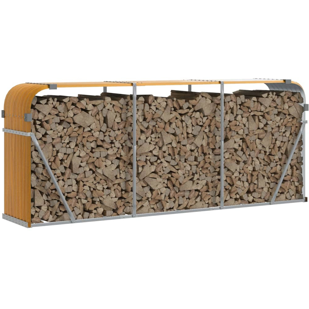 vidaXL Brown Galvanised Steel Firewood Log Holder 100 x 234 x 45cm Image 2