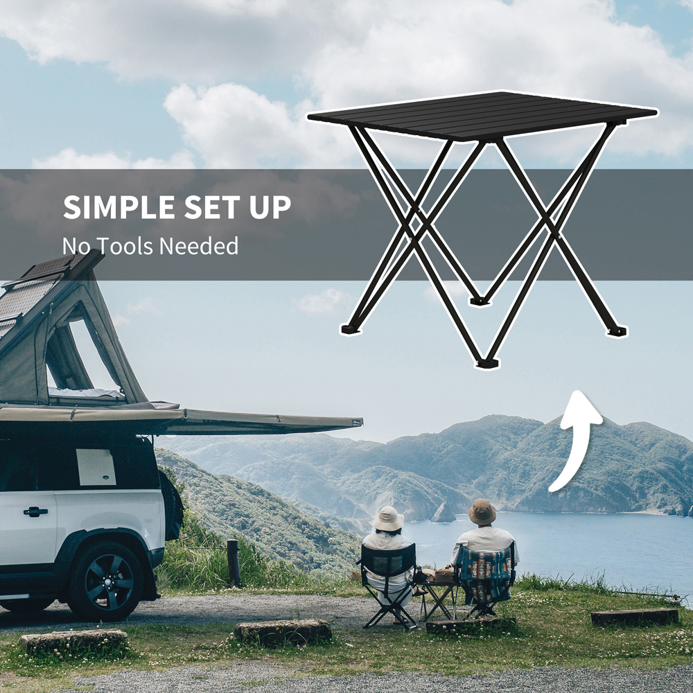 Outsunny 2ft Black Foldable Camping Table with Bag Image 8