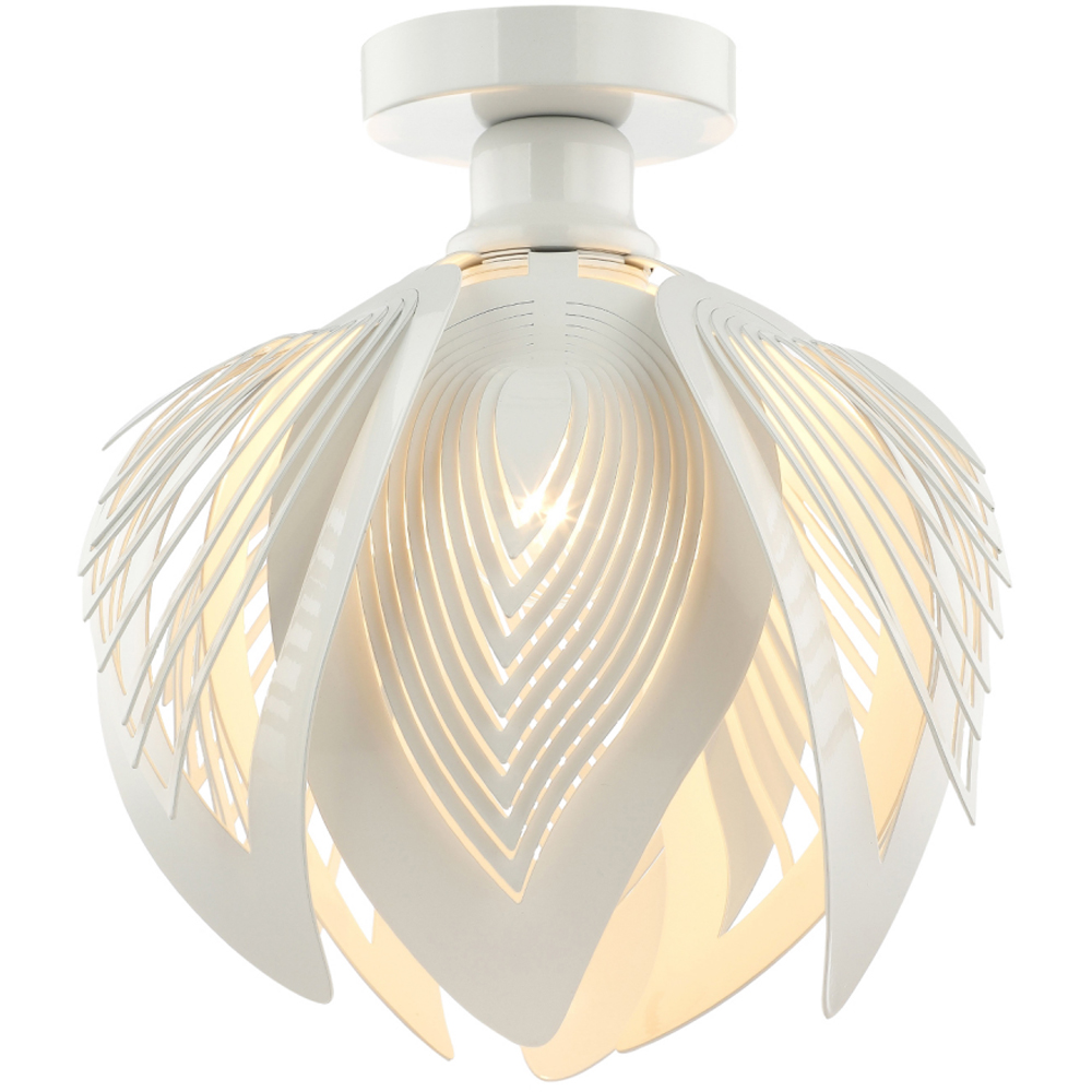Happy Homewares Modern Designer White Gloss Semi Flush Ceiling Light with Large Leaves Image 5