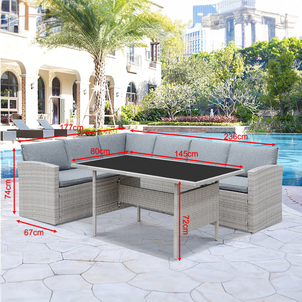 Home Detail Louisa 4 Seater Grey Rattan Sofa Dining Set with Cover Image 3