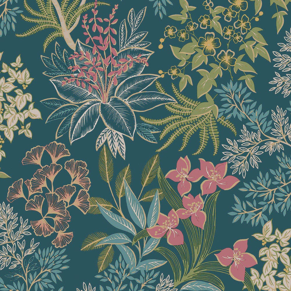 Holden Decor Full Bloom Teal Wallpaper Image 1